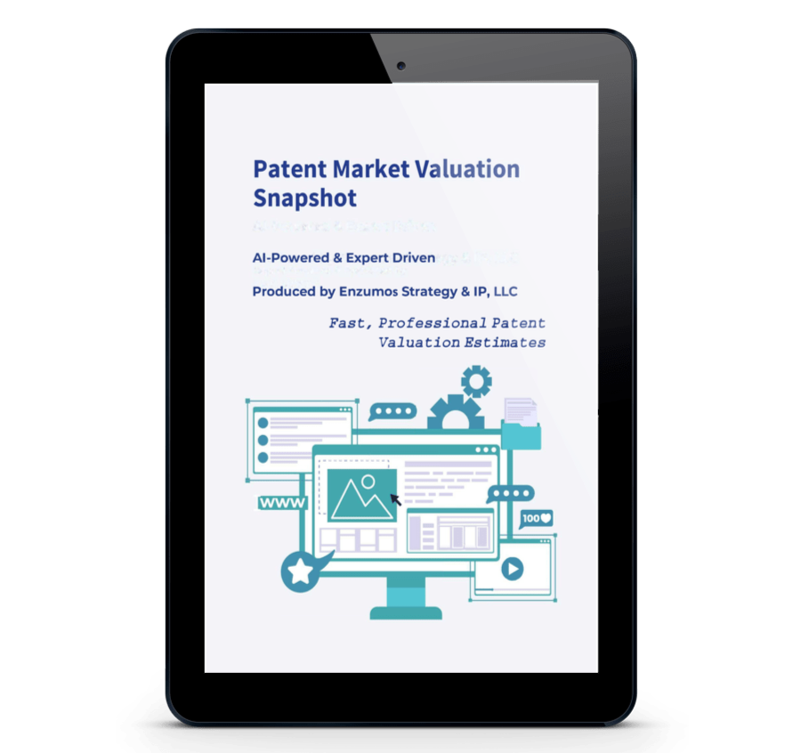 Sample Patent Market Valuation Snapshot Sample Patent Market Valuation Snapshot on a Tablet