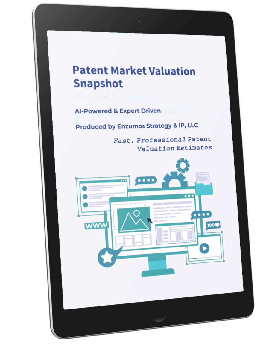 Sample Patent Market Valuation Snapshot Coverpage on a Tablet